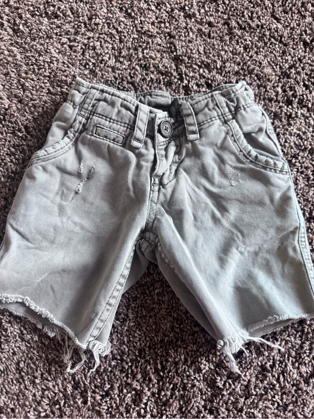True Religion Boys Gray Distressed Denim Shorts